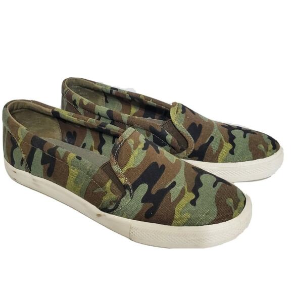 Betsey Johnson Amira Slip On Shoes Camouflage No Tie Camo Green Y2K 90's Size 8 - Picture 1 of 9